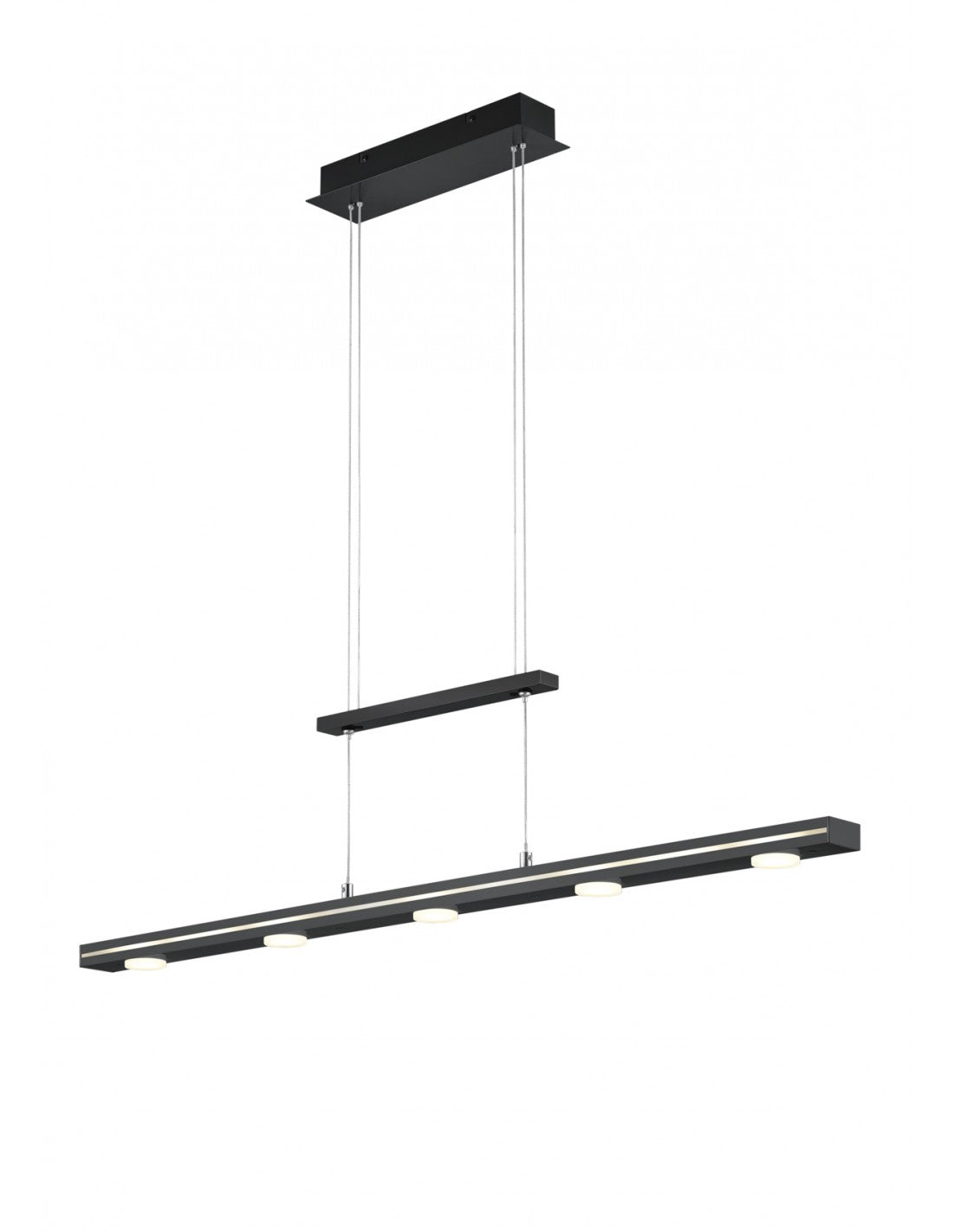 Placa rectangular de suspensión negra 7 LED arriba y abajo Lacal Trio Lighting