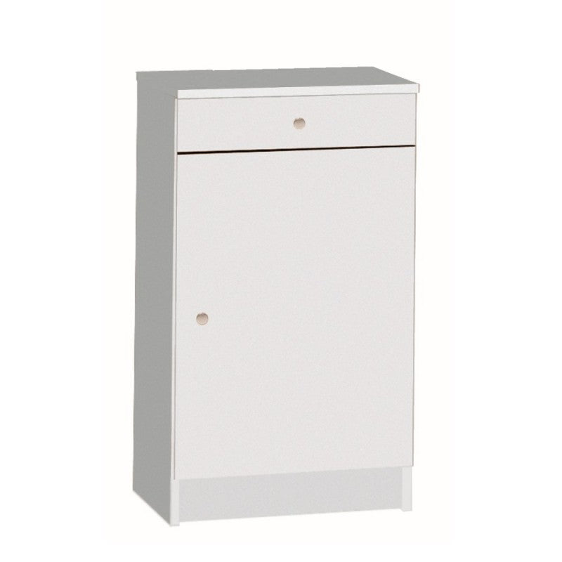 Armario multiusos bajo con una puerta y un cajón Blanco 46x34x h80 cm