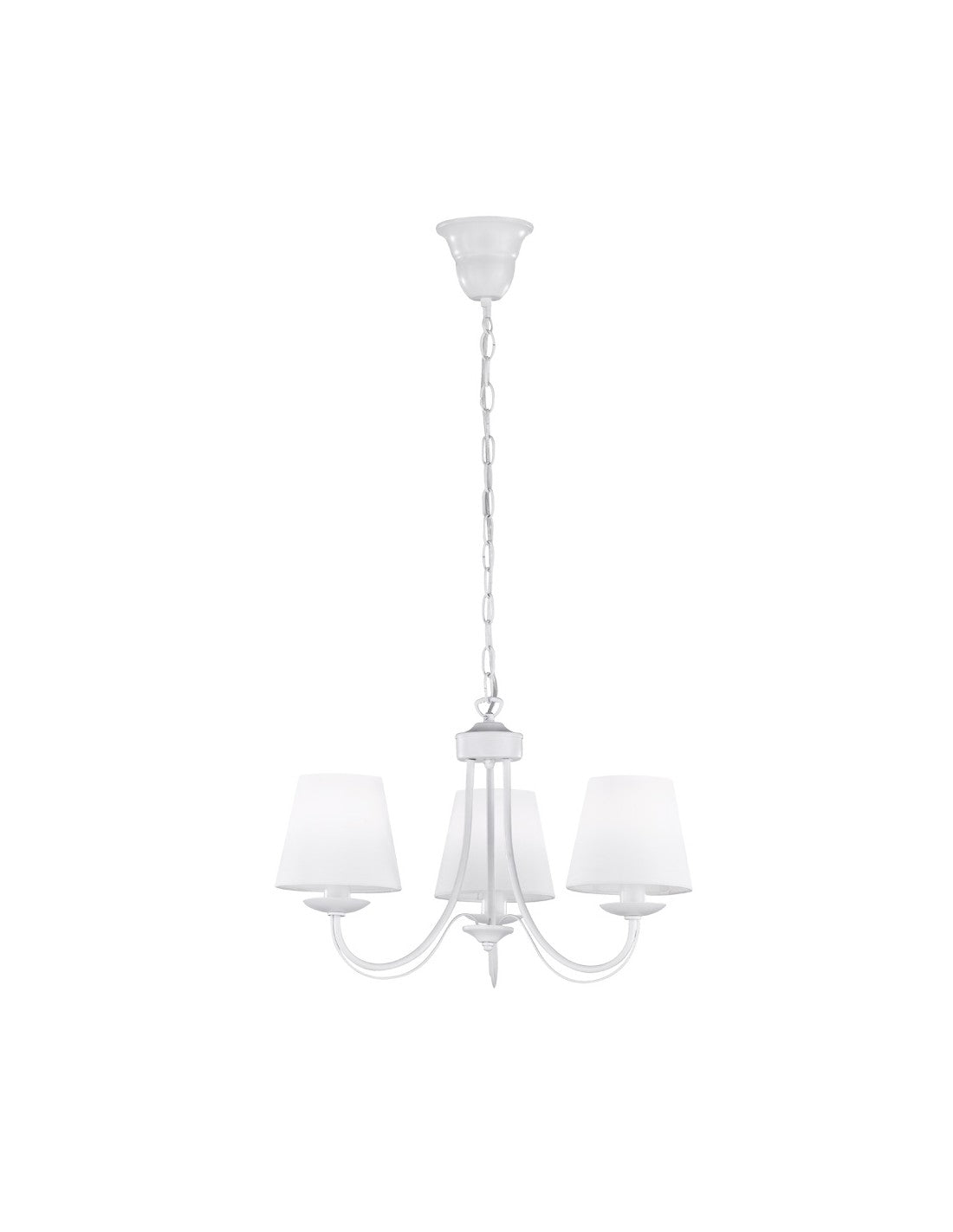 Lámpara de araña contemporánea de metal blanco con 3 pantallas de tela Cortez Trio Lighting