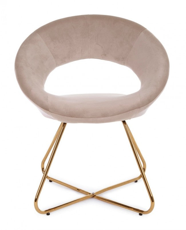 2x Sillón Vanity de terciopelo gris tórtola y patas doradas