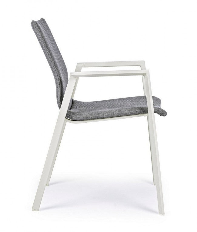 Silla de jardín apilable de exterior gris blanco