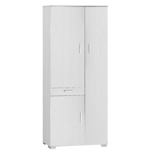 Armario multiusos con tres puertas y un cajón en Blanco Fresno 77x34x h178 cm
