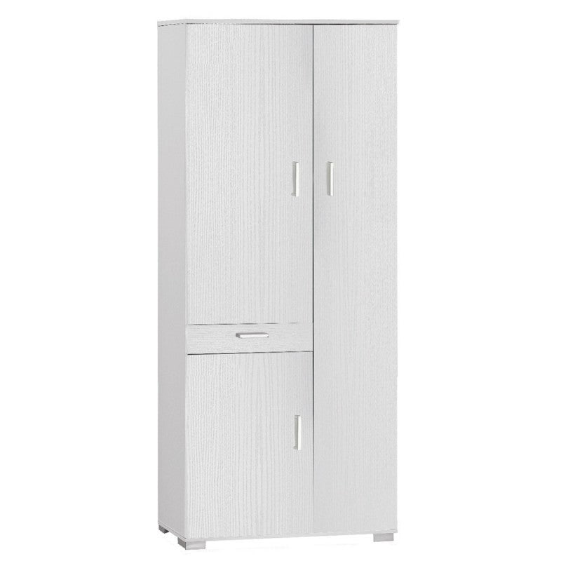 Armario multiusos con tres puertas y un cajón en Blanco Fresno 77x34x h178 cm