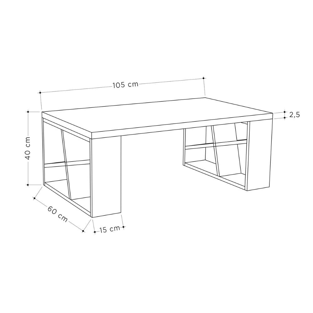 Mesa de salón Honey con tapa blanca y patas gris tórtola