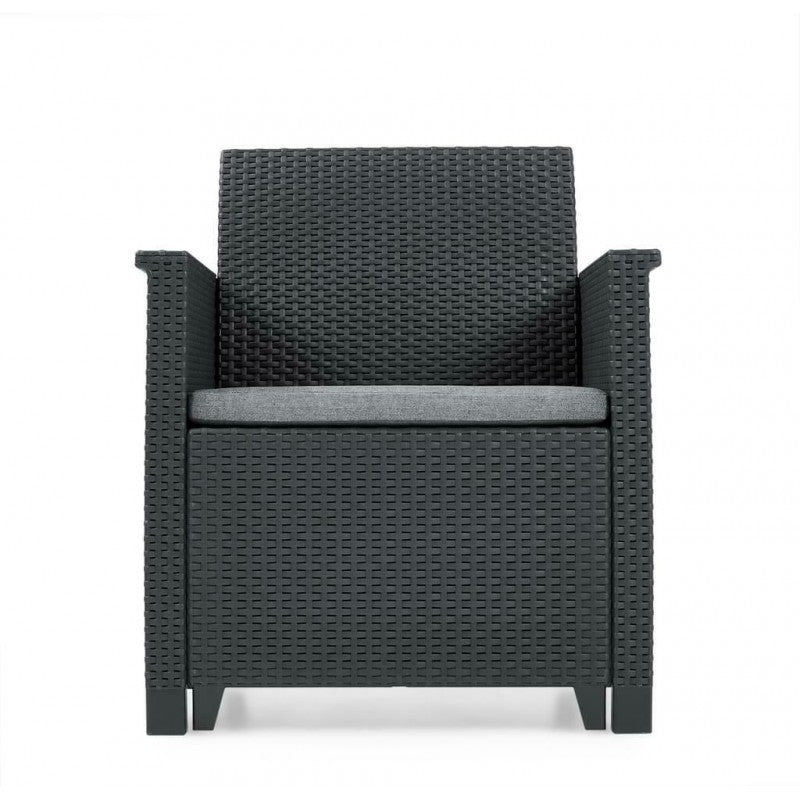 Keter Conjunto 2 Sillones + Mesa Centro Abierta EMMA BALCONY Grafito