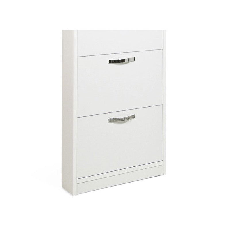 Zapatero Slim Fresno Blanco en madera melamina 5 solapas 180x65x15 cm