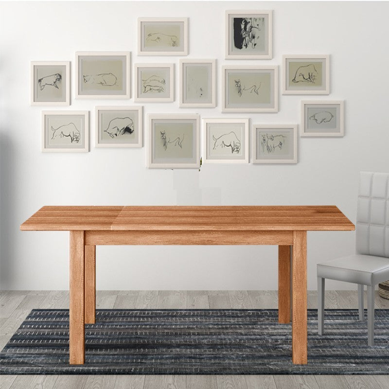 Mesa de comedor extensible de nogal country en madera de melamina 80x120-160 cm