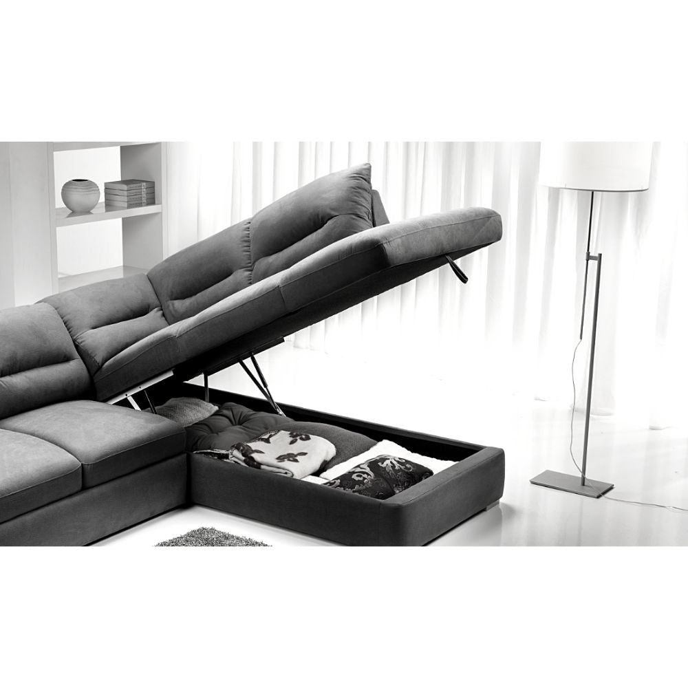 Divano angolare Stefy con penisola contenitore sinistra 268x212