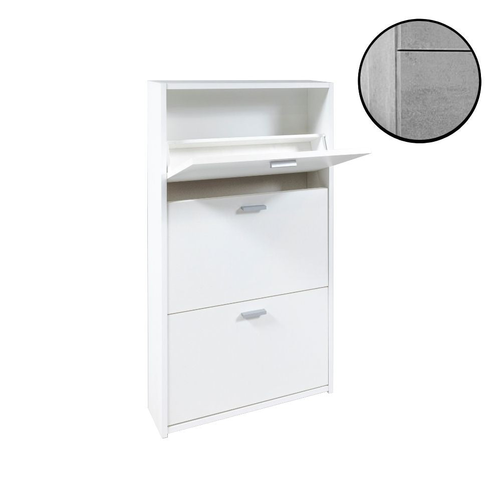 Zapatero Slim con 3 puertas de hormigón 63x16,5x111