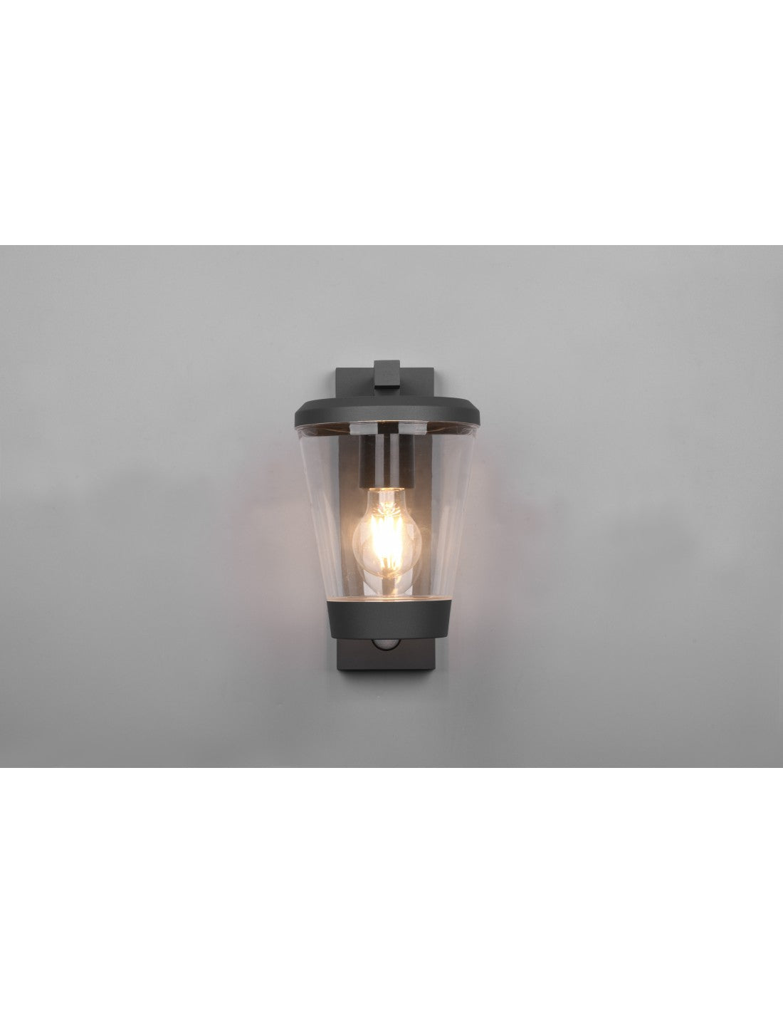 Aplique De Linterna Cavado Aluminio Antracita IP44 Con Sensor De Iluminación Trio
