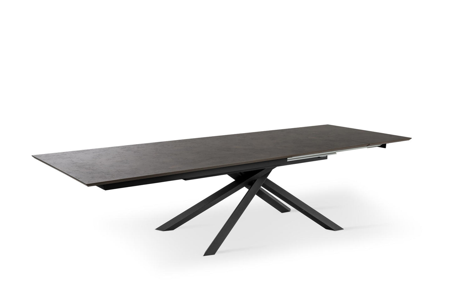 Mesa extensible con tapa óxido y patas negras 170/270x90x76h cm