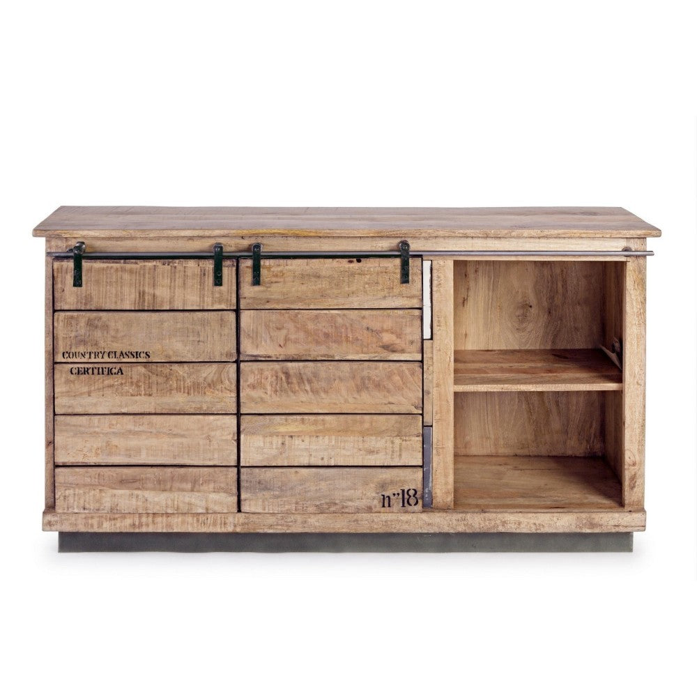 Aparador Tudor de 2 puertas y 3 cajones de madera revestida de melamina