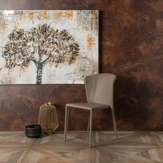 4x Silla en símil piel y asiento gris tórtola 49x56x82h cm