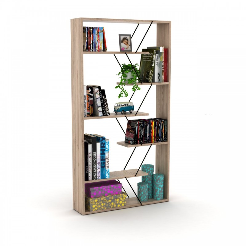 Librería moderna divisoria moderna de roble negro 84 x 22 x 157 h cm