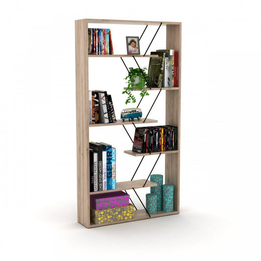 Librería moderna divisoria moderna de roble negro 84 x 22 x 157 h cm