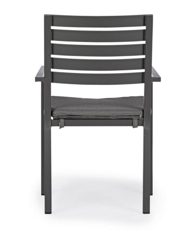 4x Silla antracita con reposabrazos y cojín de aluminio de estilo industrial