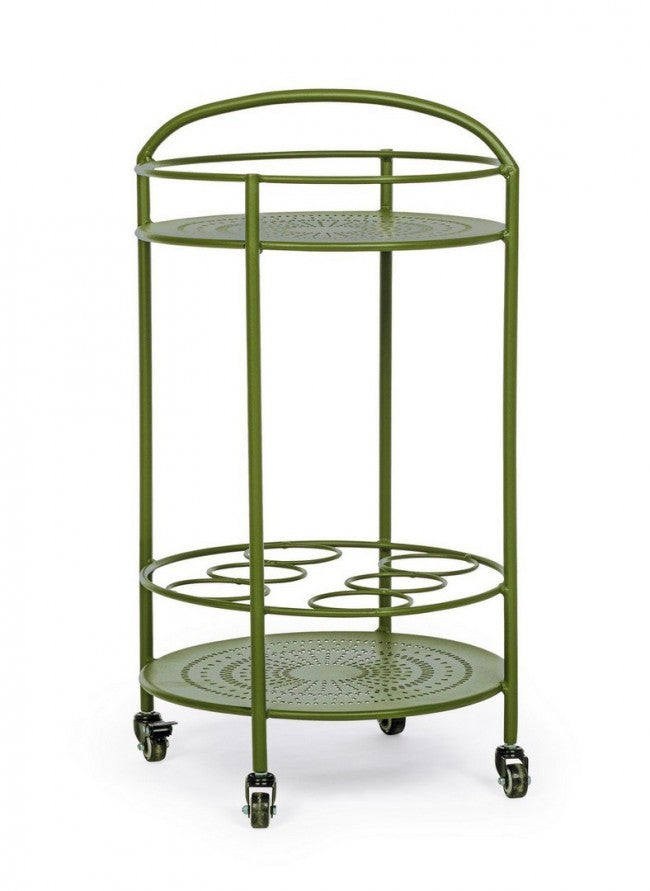 Carro para botellas de acero verde