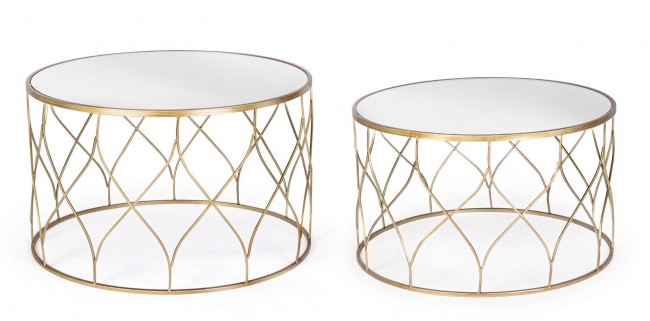 Juego de 2 mesas de centro de metal Elenor.