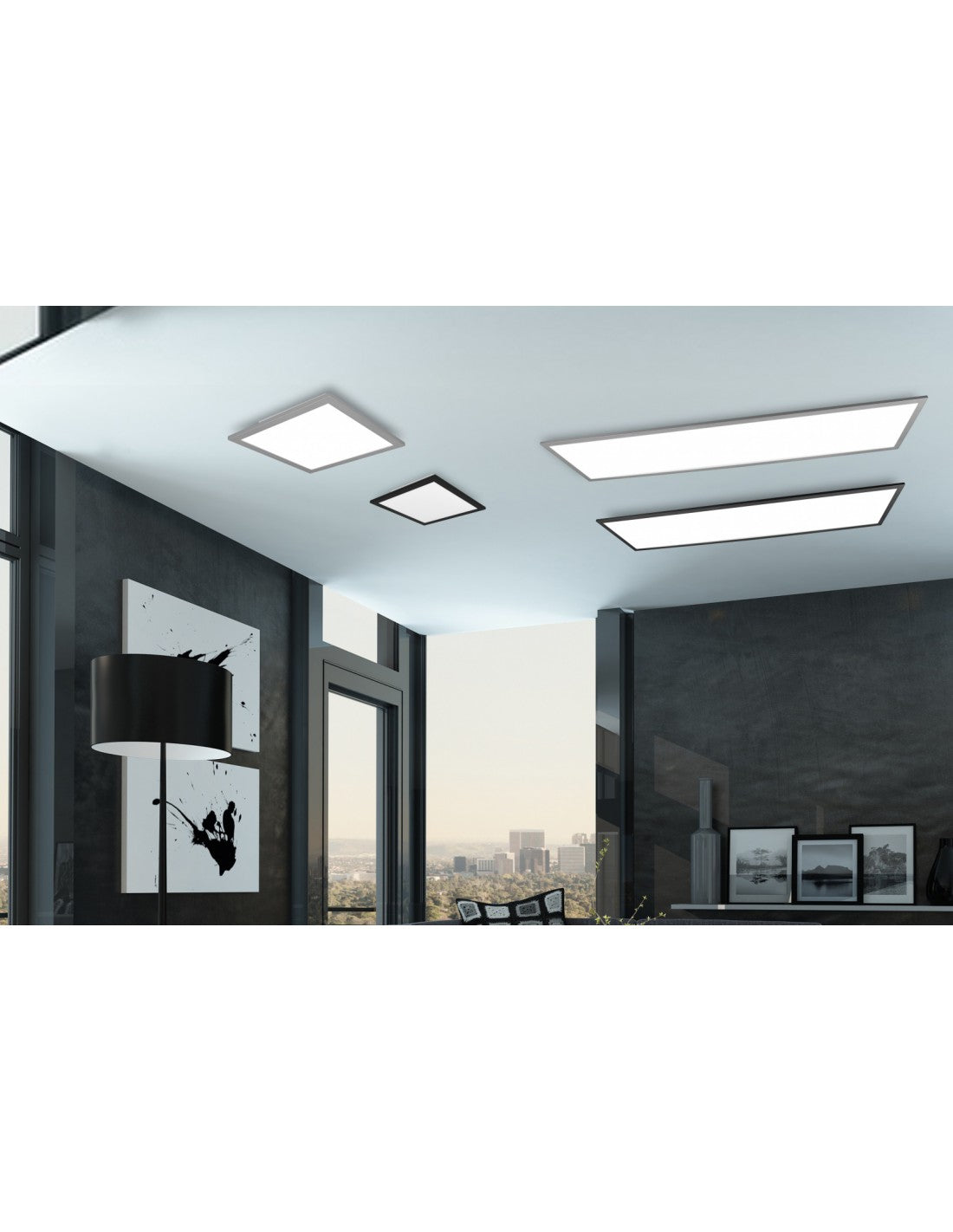 Lámpara de techo con apliques de iluminación LED Alpha Black Trio de 34 W con atenuador moderno