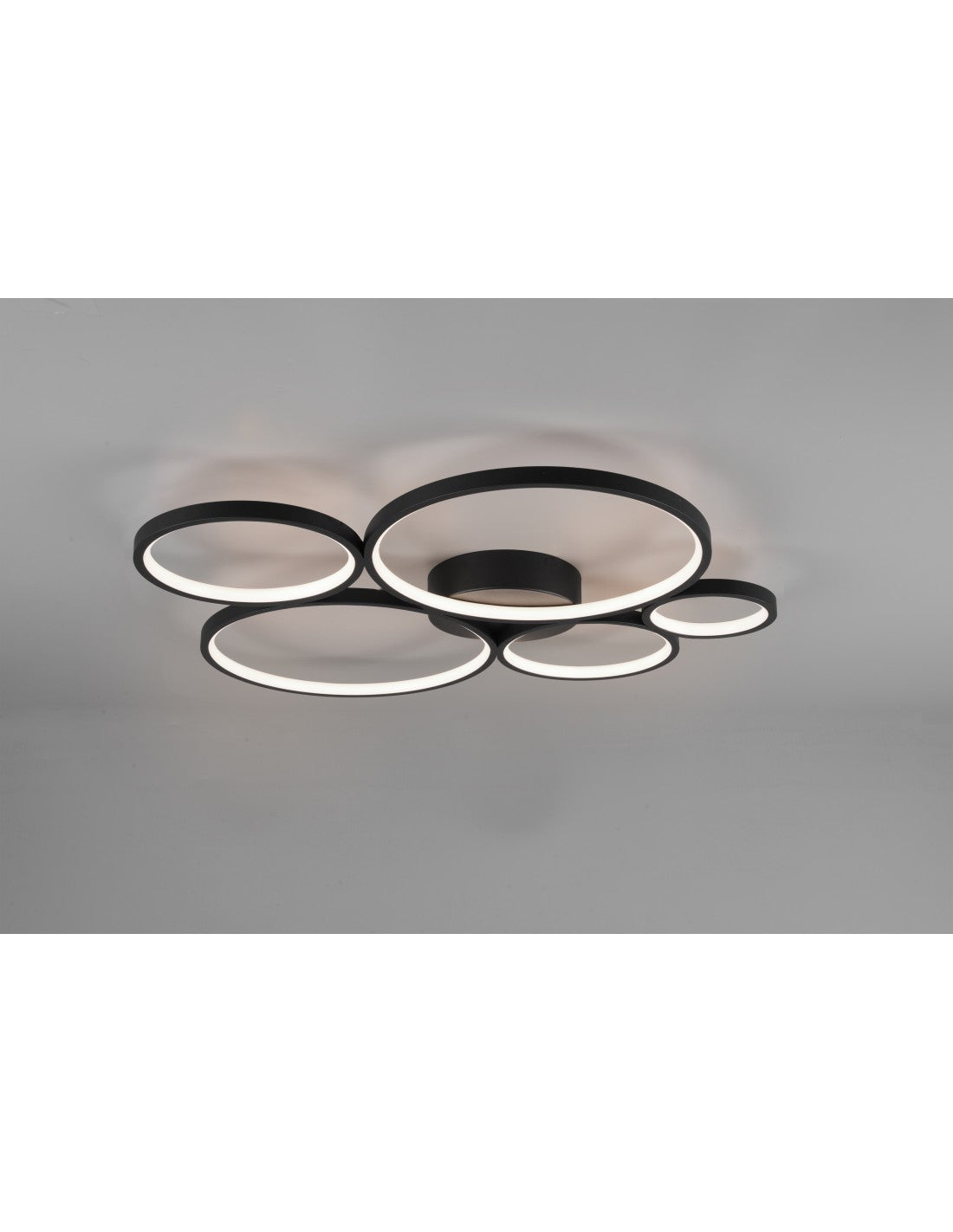 Lámpara de techo Rondo 5 círculos LED regulables negro L 59 cm Trio Lighting