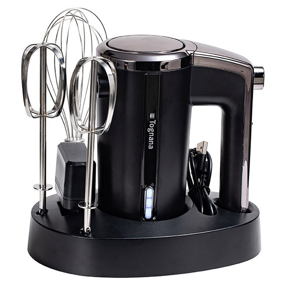 Batidora de Mano Inalámbrica Recargable Plástico-Acero Inoxidable Negro