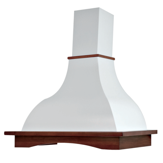 Campana extractora PROVENZA de acero inoxidable blanco y estructura de madera color tabaco 120 cm
