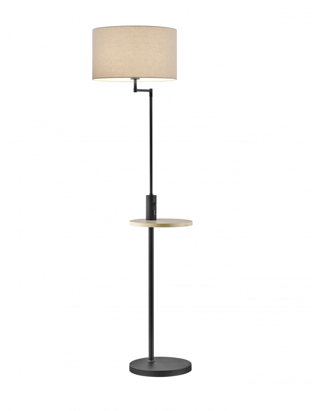 Lámpara de pie moderna negra Claas con estante y puerto USB Trio Lighting
