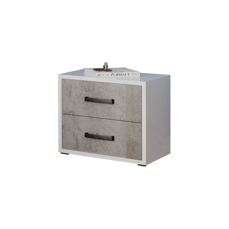 Mesita de noche gris cemento con 2 cajones en madera melamina 36x52xh 43