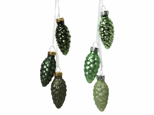 Árbol de Navidad de cristal, decoración de piñas, 2,5 cm, colores surtidos