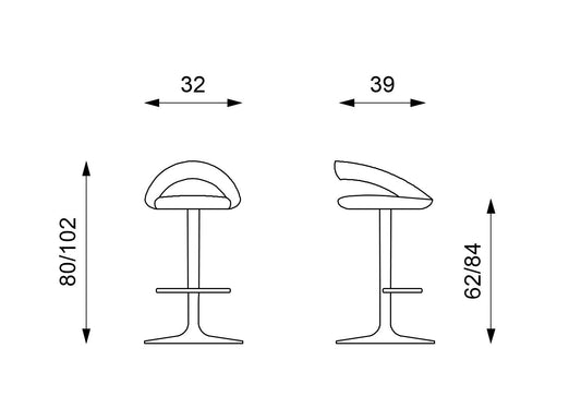 Taburete en símil piel rojo 39x32x80/102h cm
