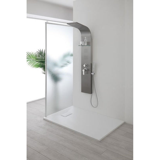 Columna de ducha de pared en acero satinado 22x45x h150 cm 