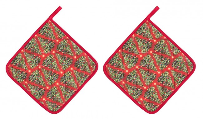 Juego de 8 soportes para macetas de árbol de Navidad rojos