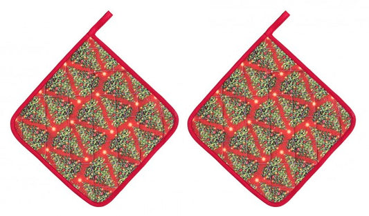 Juego de 8 soportes para macetas de árbol de Navidad rojos