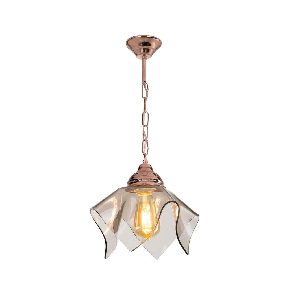 Lampada a sospensione Volga MDL3782 rame e vetro fumè EFFEZ