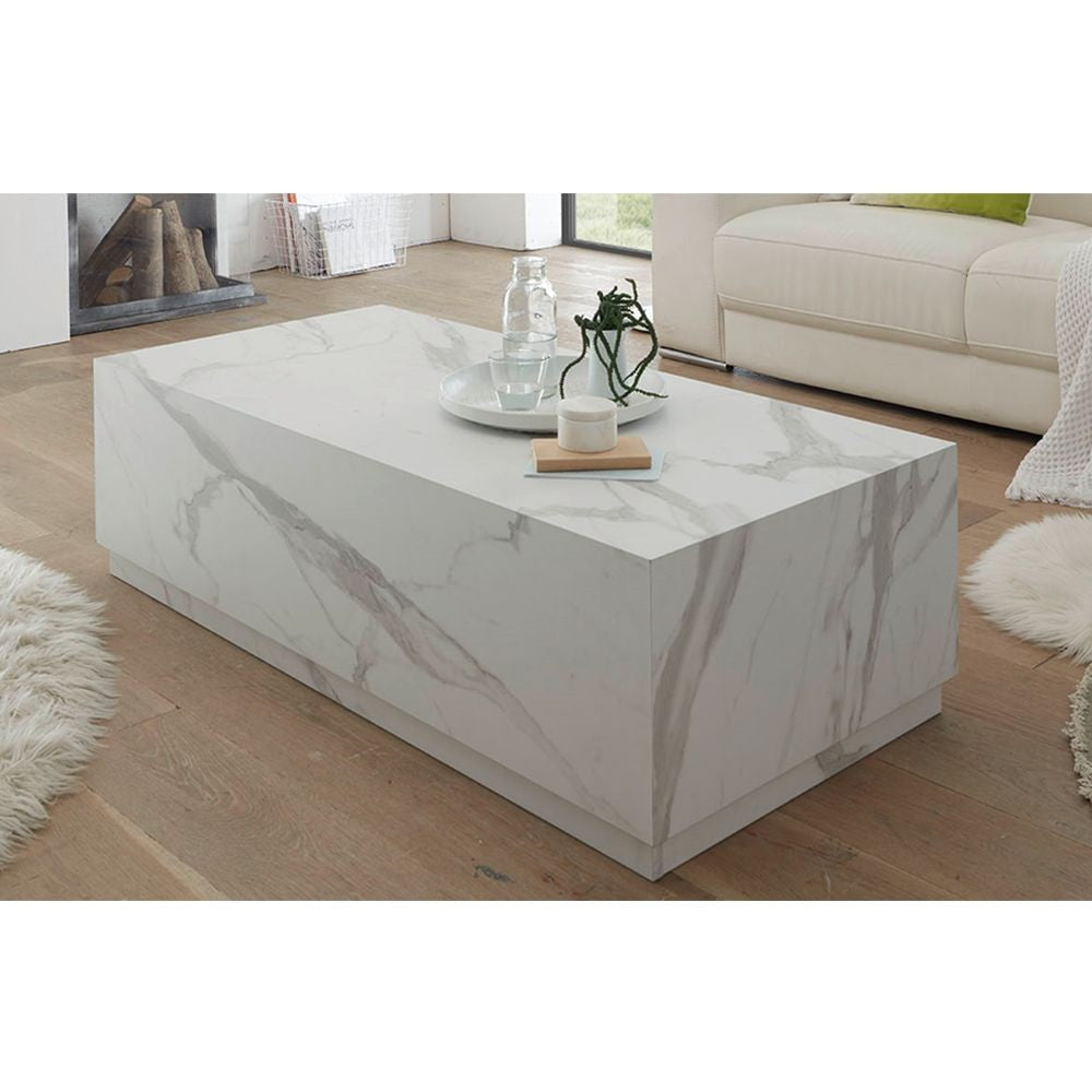 Mesa de salón Marko efecto mármol blanco