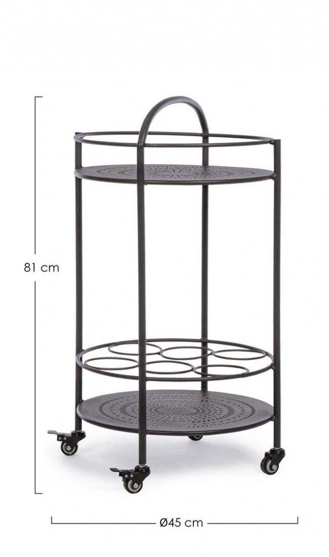 Carro para botellas de acero gris antracita