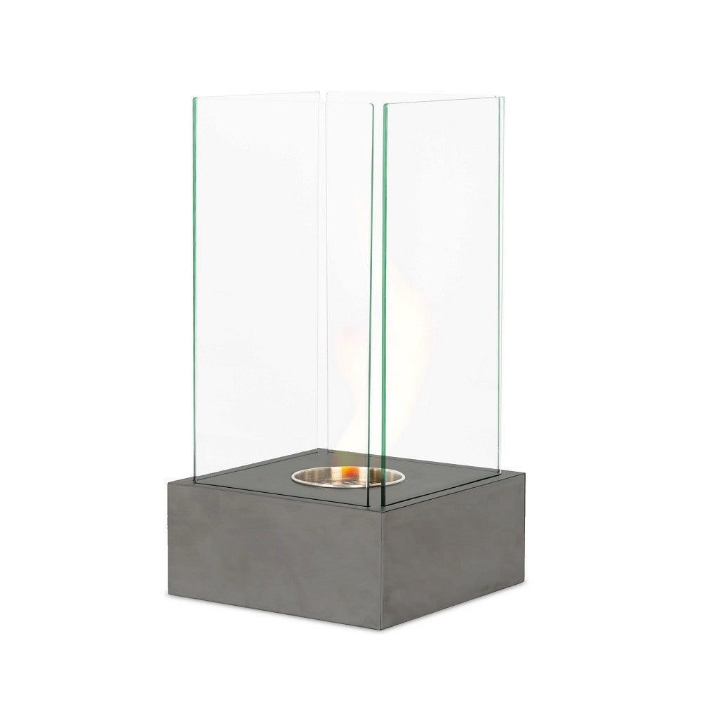 Chimeneas modernas de bioetanol gris gofrado 25 x 25 x h 65 cm