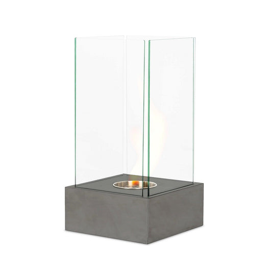 Chimeneas modernas de bioetanol gris gofrado 25 x 25 x h 65 cm