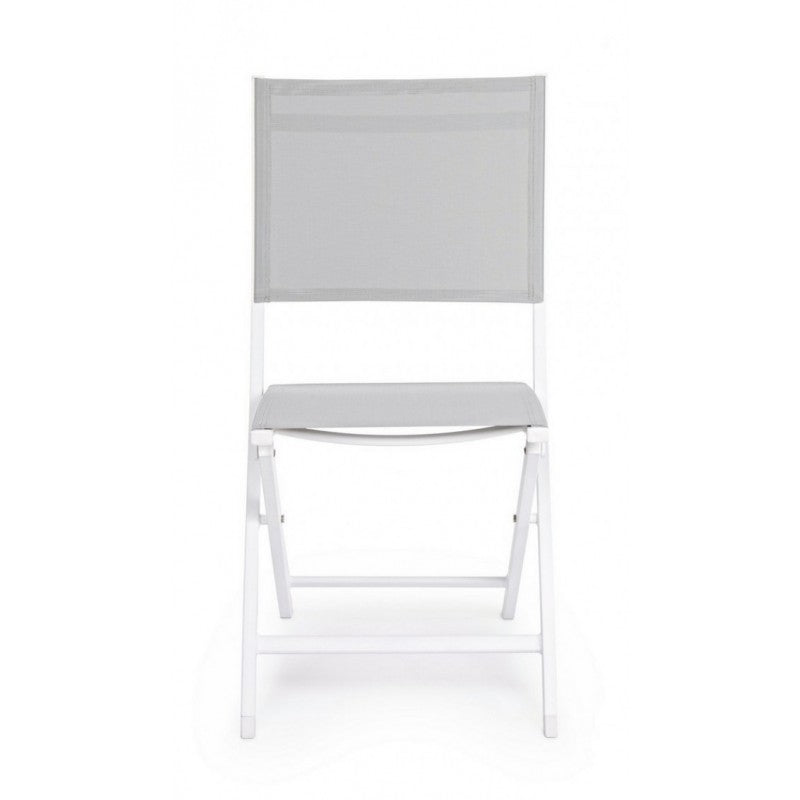 Silla De Exterior En Aluminio Gris Blanco Elin 47X57X H88 Cm