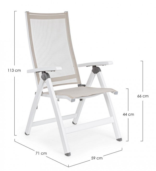 CRUISE Sillón plegable de exterior blanco 59x71x h 113 cm