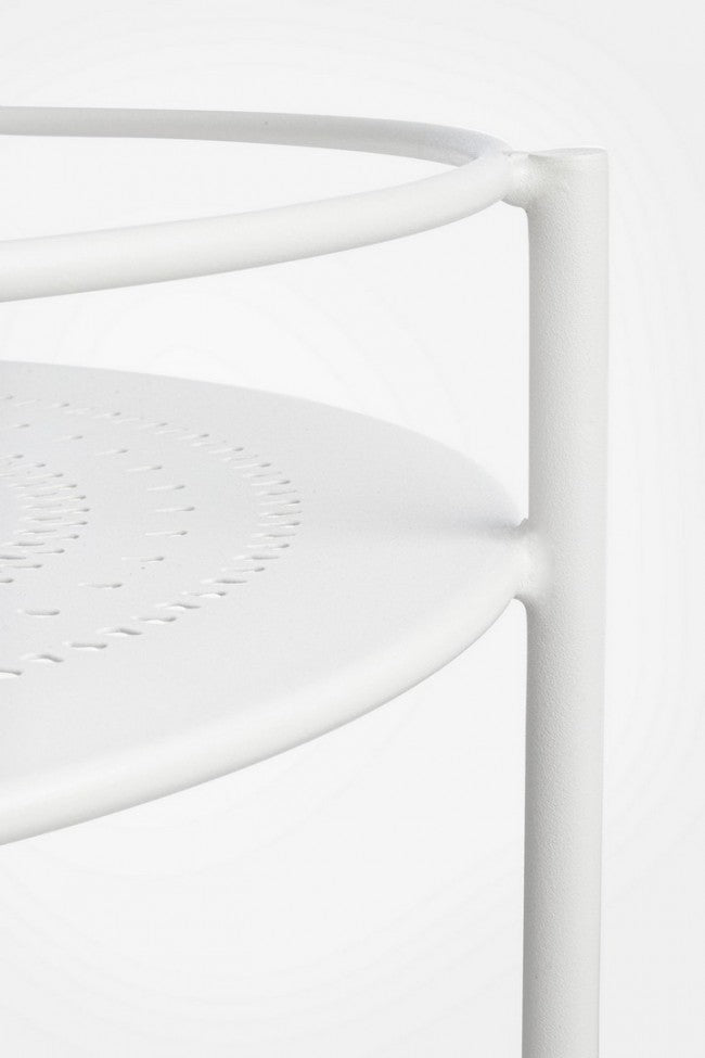 Carro para botellas de acero blanco.