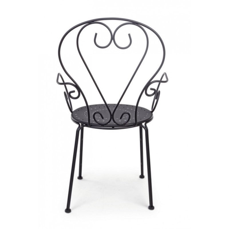 Silla De Jardín Con Reposabrazos En Acero Antracita Etienne 49X49X H89 Cm