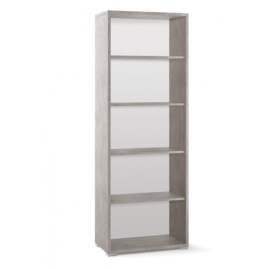 Librería alta moderna en madera Beton Cemento con cuatro estantes 71x41x h199 cm