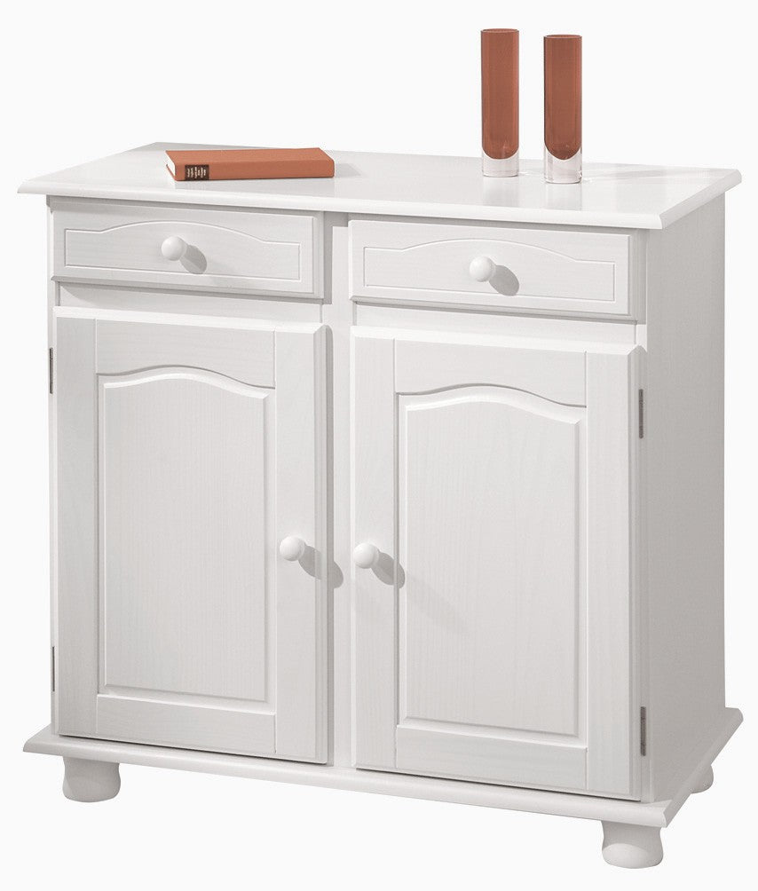 Kit Buffet 2 Puertas más 2 Cajones en Madera Maciza Blanca