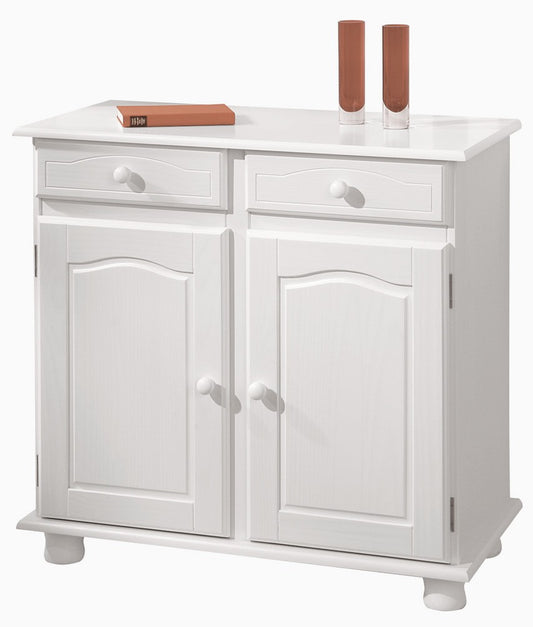 Kit Buffet 2 Puertas más 2 Cajones en Madera Maciza Blanca