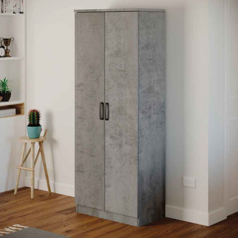 Zapatero multiusos gris hormigón con dos puertas y 6 estantes h.182x71x38 cm