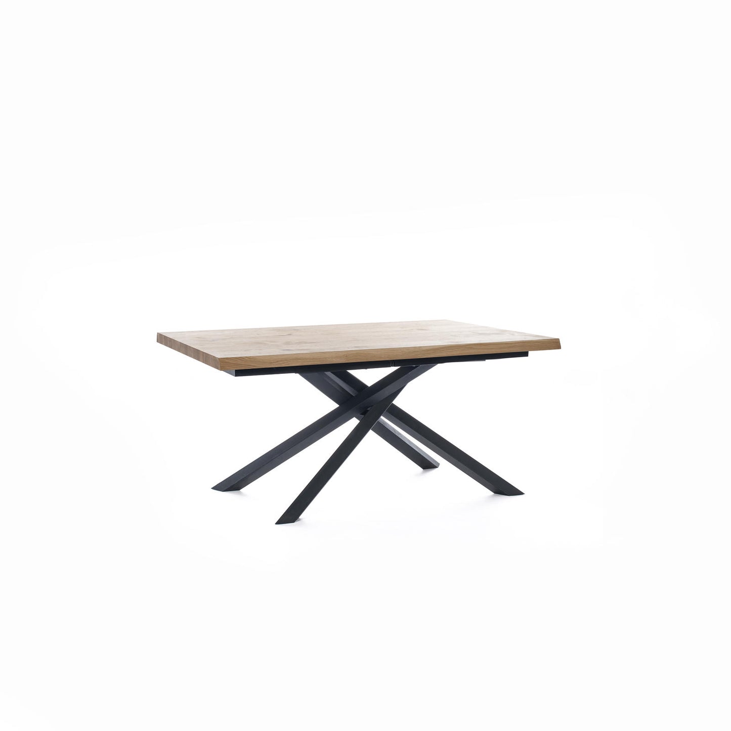 Mesa fija chapa de roble y patas de metal 160x76h cm