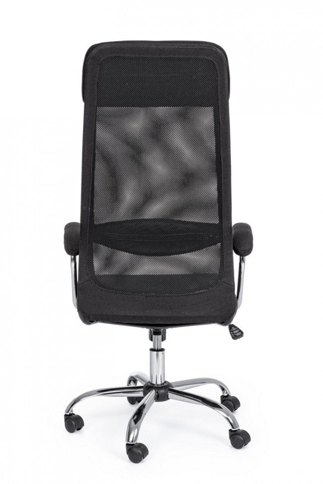 Sillón de oficina Clarissa con reposabrazos de acero tejido negro