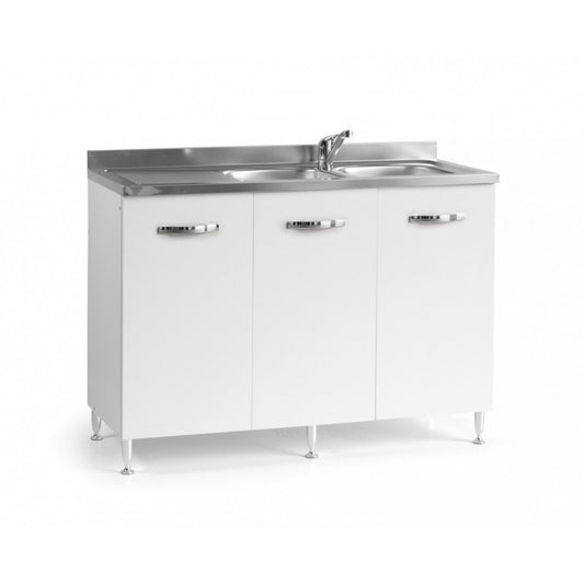 Bajo fregadero para cocina 3 puertas Blanco reversible 120x50xH 85 cm