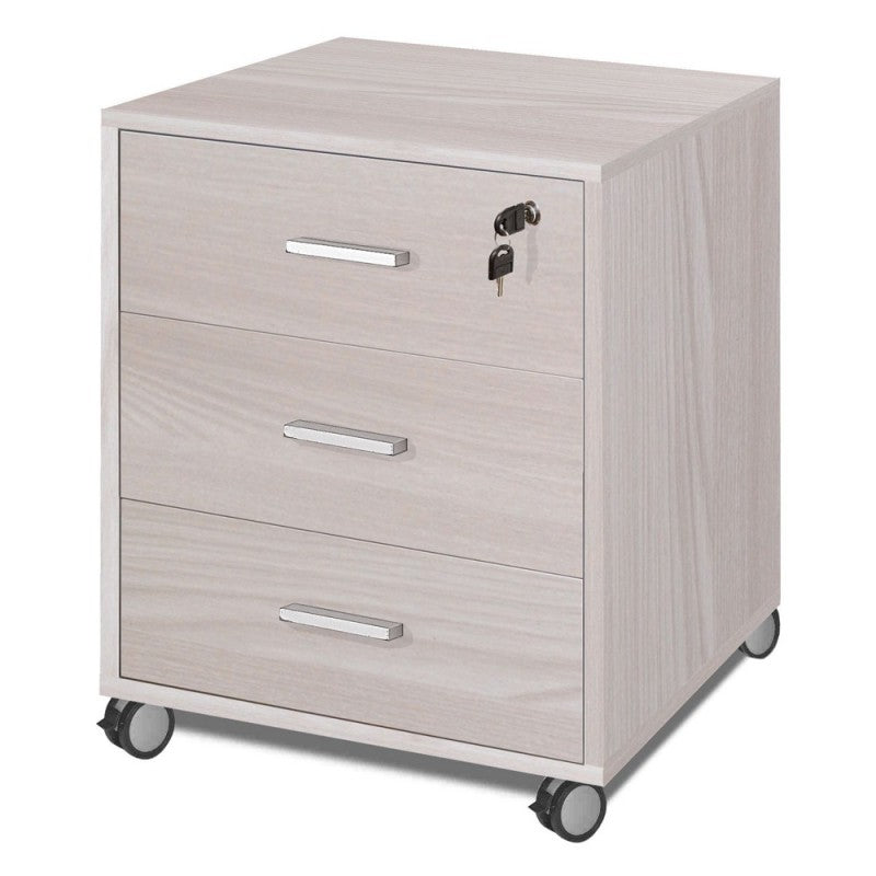 Cómoda de oficina tres cajones con ruedas Olmo 50x41x h70 cm